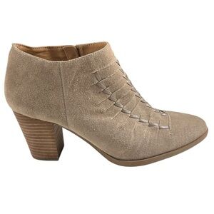 Franco Sarto Dimona Tan Suede Leather Upper Heeled Ankle Booties Size 9 M